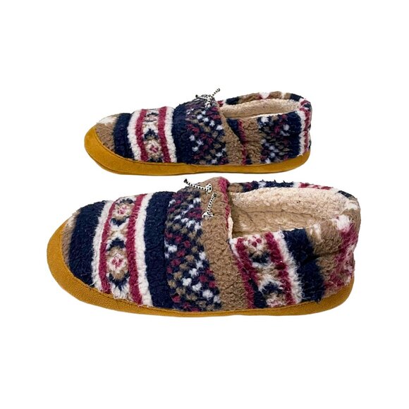 Fair Isle Teddy Fleece Slippers Women’s 9-10 — Cozy Sherpa Closed Back - Picture 4 of 11